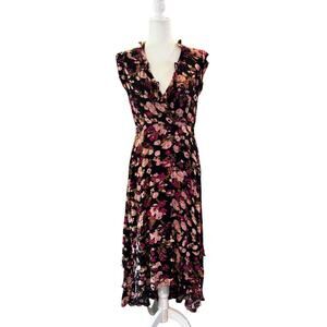 PLENTY BY TRACY REESE Gaia Ruffle Dress in Dark Floral Medium Petite